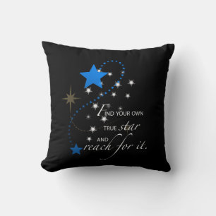 Graduation Blue Stars on Black Inspirational Cushion