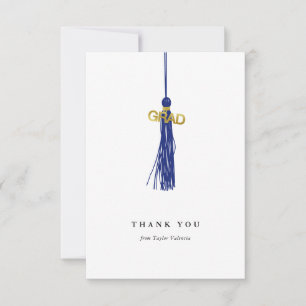 Graduation Blue Tassel Custom Thank You Card