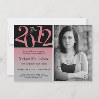 Graduation Blush on Grey Invite