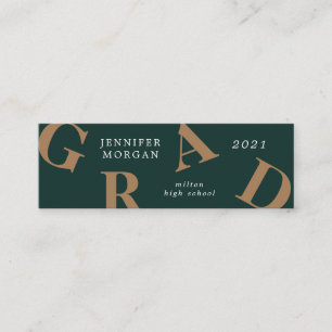 graduation bold letters school colours Name Card