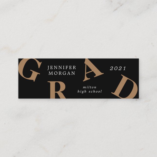 graduation bold letters school colours  Name Card (Front)