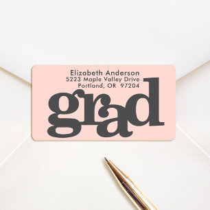 Graduation bold typography chic blush pink address label