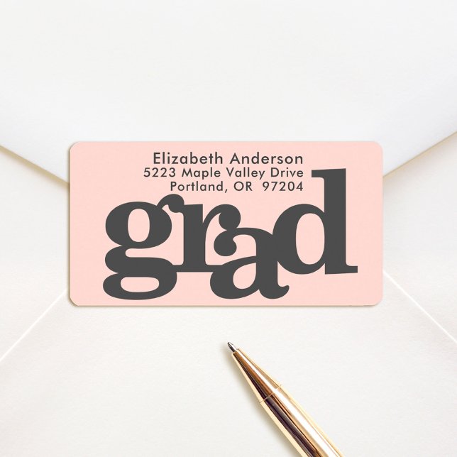 Graduation bold typography chic blush pink address label (Creator Uploaded)