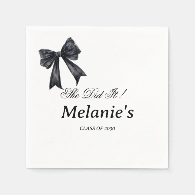 Graduation  Bow Cocktail Napkins | Grad Party  (Front)