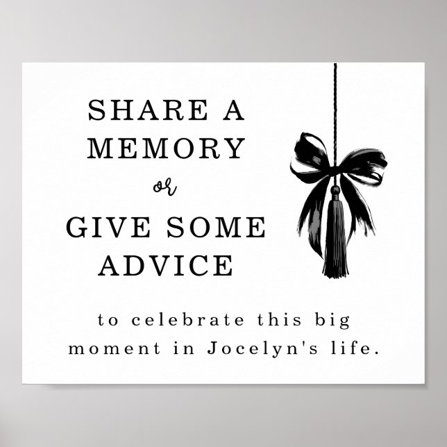 Graduation Bow Share a Memory / Give Advice Sign (Front)