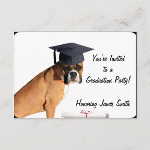 Graduation Boxer dog party invitation
