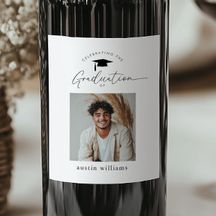 Graduation Boy Photo Wine Label