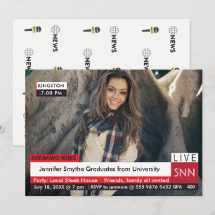 Graduation Breaking News TV Fab Invitation