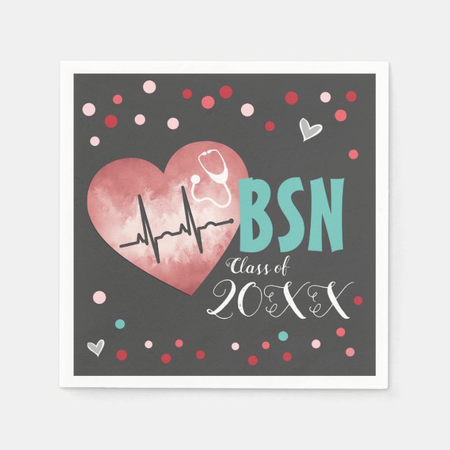 Graduation BSN Nursing Degree Class of Napkin (Front)