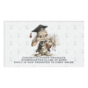 Graduation Bunny – Cute Diploma Pattern Name Tag