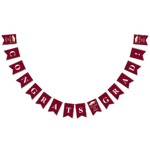 Graduation Burgundy Graduate Party 2026 Bunting