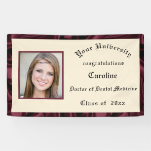 Graduation Burgundy Satin Border Add Photo   Banner