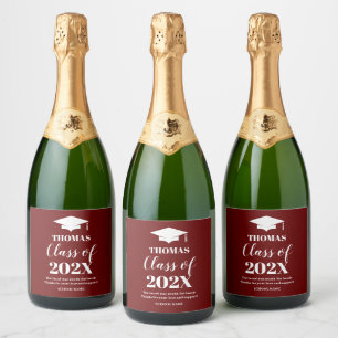 Graduation burgundy wine label