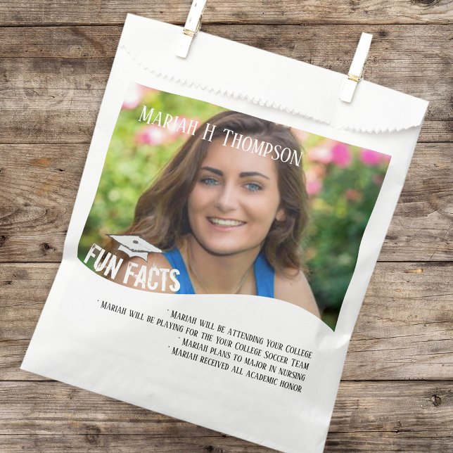 Graduation Candy Favours Simple Photo Fun Facts Favour Bag (Creator Uploaded)