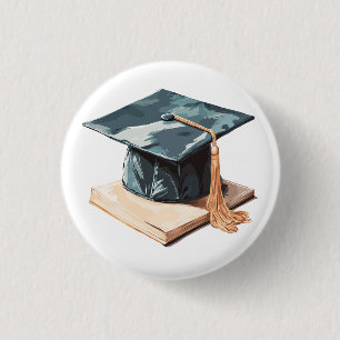 Graduation Cap and Book 3 Cm Round Badge