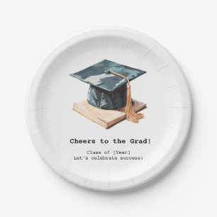 Graduation Cap and Book Paper Plate
