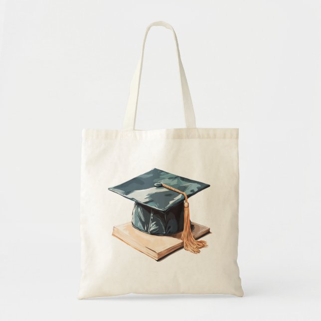 Graduation Cap and Book Tote Bag (Front)