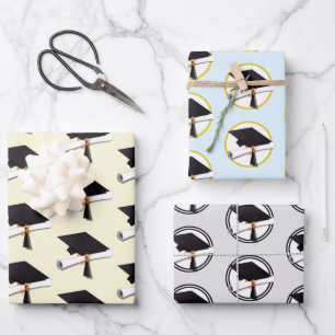 Graduation Cap and Diploma Graduation  Wrapping Paper Sheet