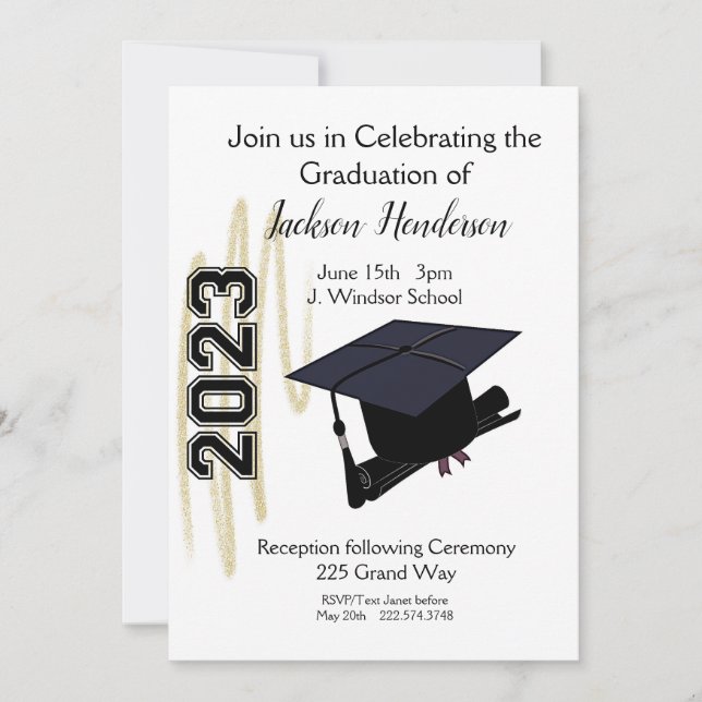 Graduation Cap and Diploma Invitation Class 2023 (Front)