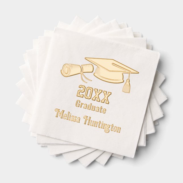 Graduation Cap and Diploma Name Year #1 Foil Napkins (Insitu (Stacked))