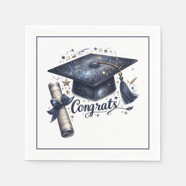 Graduation Cap and Diploma Napkin (Front)