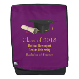 Graduation Cap and Diploma on Purple Class of 20XX Backpack
