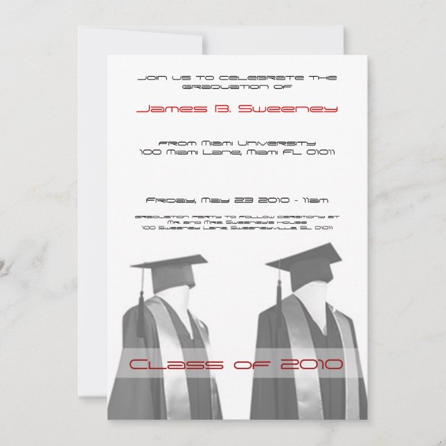 Graduation Cap and Gown Party Invitations (Front)