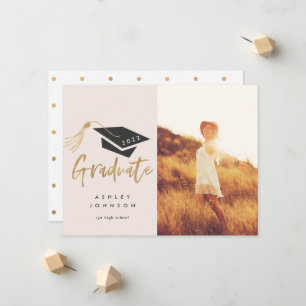 Graduation Cap and Tassel Gold Foil Photo Announce Announcement