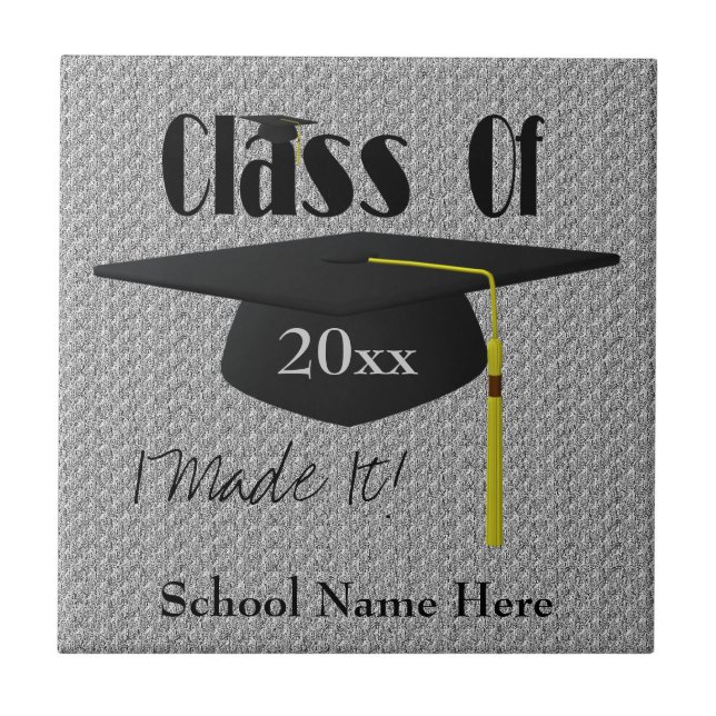 Graduation Cap And Tassel Keepsake Personalised Tile (Front)