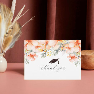 Graduation Cap and Tassel Pink Watercolor Photo Thank You Card