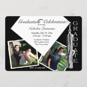 Graduation Cap and Tassel with Photos Invitation