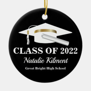 Graduation Cap Black and Gold Class of 2022 Photo Ceramic Ornament