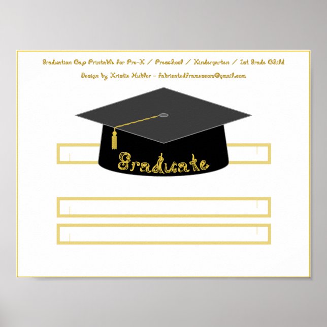 Graduation Cap Black Paper Hat Gold Graduate Poster (Front)