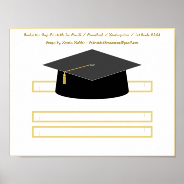 Graduation Cap Black Paper Hat Printable Poster (Front)