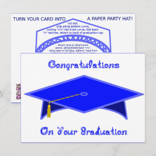 Graduation Cap Blue Paper Hat or Card Printable