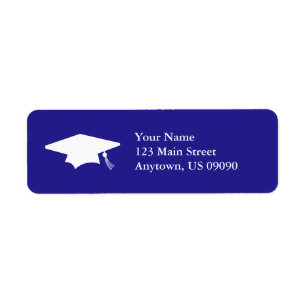 Graduation Cap (Blue) Return Address Label