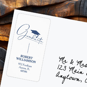 Graduation Cap Blue Return Address Label