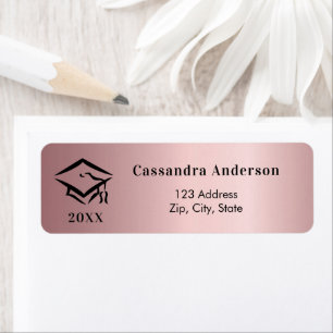 Graduation cap blush pink return address return address label