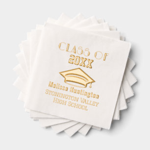 Graduation Cap Bold Name “Class of” Year #2C Foil Napkins