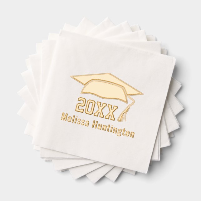 Graduation Cap Bold Name Year #1  Foil Napkins (Insitu (Stacked))