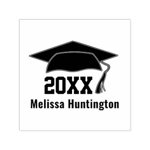 Graduation Cap Bold Name Year #1 Self-inking Stamp