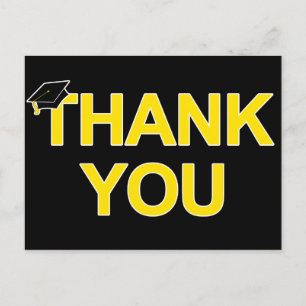 graduation cap : bold thank you postcard