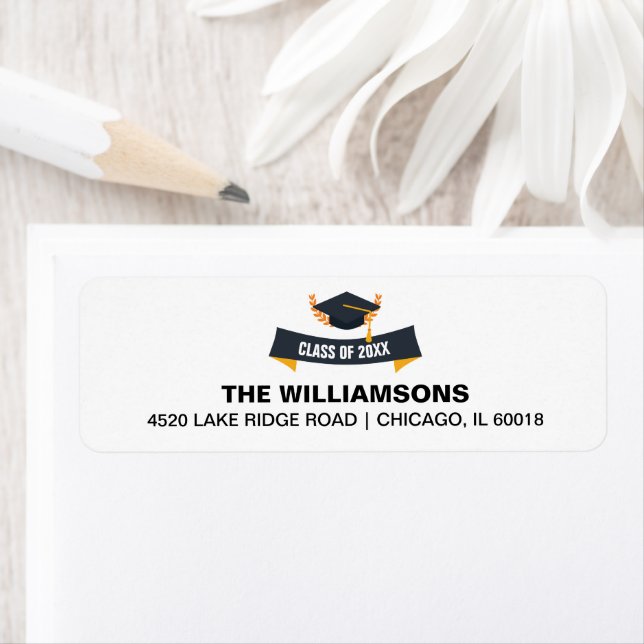 Graduation Cap Class of 20XX Custom Return Address Label (Insitu)