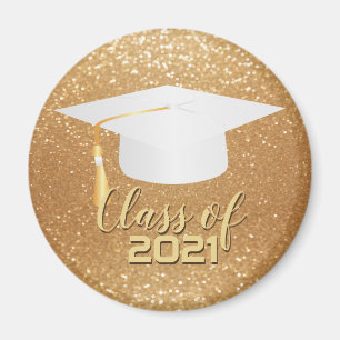 Graduation Cap - Class of 20XX - Gold Glitter Magnet