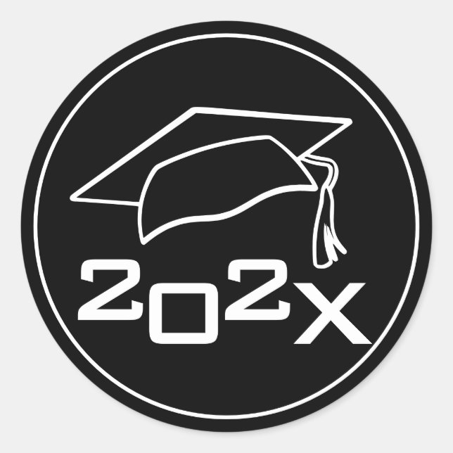 Graduation Cap Class Year Classic Round Sticker (Front)