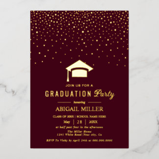 Graduation cap confetti Class Of 2025 burgundy