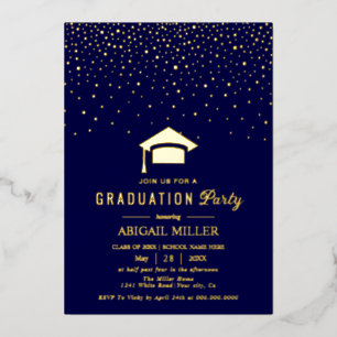 Graduation cap confetti Class Of 2025 navy blue