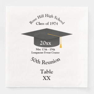 Graduation Cap Custom Class Reunion Paper Napkin