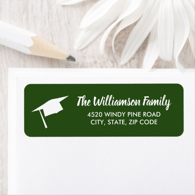 Graduation Cap Custom Colour Return Address Label (Insitu)