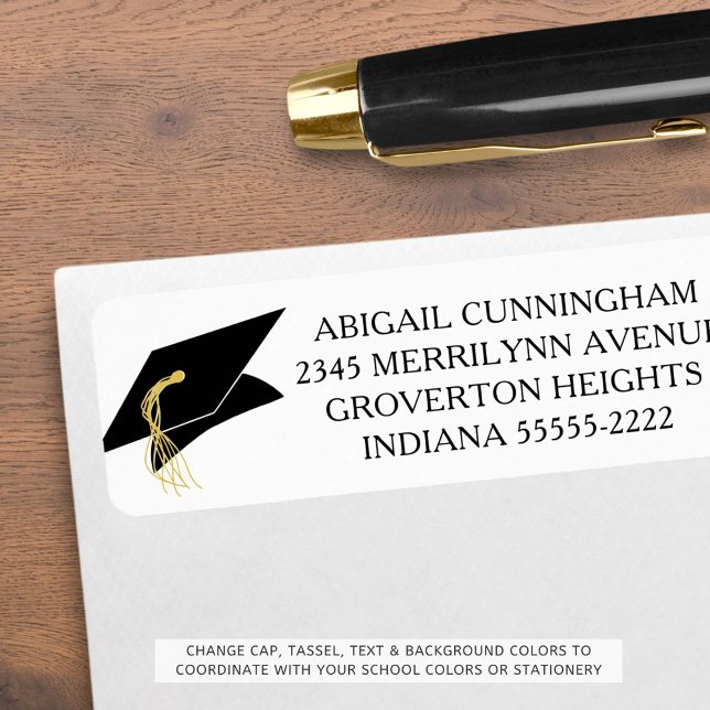 Graduation Cap Custom Colour Return Address Label (Creator Uploaded)